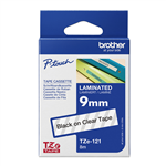 BROTHER TZE121 LAMINATED LABELLING TAPE 9MM BLACK ON CLEAR