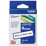 BROTHER TZE221 LAMINATED LABELLING TAPE 9MM BLACK ON WHITE