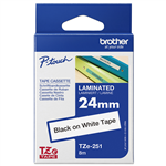 BROTHER TZE251 LAMINATED LABELLING TAPE 24MM BLACK ON WHITE