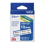 BROTHER TZE231V2 LAMINATED LABELLING TAPE 12MM BLACK ON WHITE PACK 2