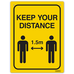 DURUS WALL SIGN SOCIAL DISTANCE RECTANGLE 225 X 300MM BLACKYELLOW