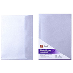 QUILL C6 METALLIQUE ENVELOPES PLAINFACE STRIP SEAL 80GSM 114 X 162MM SILVER SHADOW PACK 10
