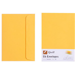 QUILL C6 COLOURED ENVELOPES PLAINFACE STRIP SEAL 80GSM 114 X 162MM SUNSHINE PACK 25