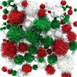 COLORIFIC POM POMS GLITTER CHRISTMAS ASSORTED PACK 138
