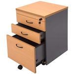 RAPID WORKER MOBILE PEDESTAL 3DRAWER LOCKABLE 690 X 465 X 447MM BEECHIRONSTONE