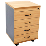 RAPID WORKER MOBILE PEDESTAL 4DRAWER LOCKABLE 690 X 465 X 447MM BEECHIRONSTONE