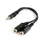 COMSOL AUDIO CABLE 35MM STEREO MALE TO 2 X 35MM STEREO FEMALE 100MM BLACK