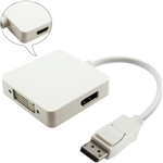 COMSOL DISPLAYPORT ADAPTER MALE TO HDMI  DVI  DISPLAYPORT 200MM WHITE