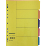 INITIATIVE DIVIDERS MANILLA 5TAB A4 BRIGHT COLOURS