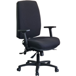DAL ERGOSELECT STRIDE CHAIR EXTRA HIGH BACK BLACK NYLON BASE ADJUSTABLE ARMS LARGE SEAT FABRIC BLACK