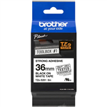 BROTHER TZES261 STRONG ADHESIVE LABELLING TAPE 36MM BLACK ON WHITE