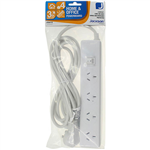 JACKSON POWERBOARD SURGE PROTECTED 4 OUTLET SWITCHED 3M WHITE