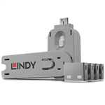 LINDY 40454 USB PORT BLOCKER WITH KEY PACK 4 WHITE