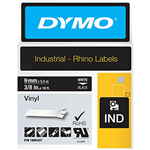 DYMO 1805437 RHINO INDUSTRIAL TAPE VINYL 9MM WHITE ON BLACK