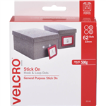 VELCRO BRAND STICKON HOOK AND LOOP DOTS 22MM WHITE PACK 62