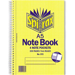 SPIRAX 572 NOTEBOOK 7MM RULED SPIRAL BOUND SIDE OPEN 4 POCKETS 300 PAGE A5
