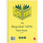 SPIRAX 811 NOTEBOOK 7MM RULED 100 RECYCLED CARDBOARD COVER SPIRAL BOUND A4 240 PAGE