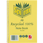SPIRAX 813 NOTEBOOK 7MM RULED 100 RECYCLED CARDBOARD COVER SPIRAL BOUND A6 100 PAGE