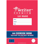 WRITER PREMIUM EXERCISE BOOK FEINT RULED 8MM 70GSM 128 PAGE A4 SQUARE