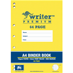 WRITER PREMIUM BINDER BOOK FEINT RULED 8MM 70GSM 64 PAGE A4 PIANO