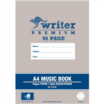 WRITER PREMIUM MUSIC BOOK 8MM RULED AND STAVED 70GSM 96 PAGE A4 BELL