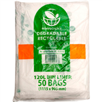 ENVIROCHOICE BIN LINER DEGRADEABLE LOW DENSITY 120 LITRE CLEAR PACK 50