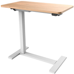MALMO ELECTRIC MOBILE DESK 700 X 400MM WHITE BASE TIMBER TOP