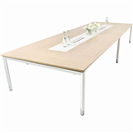 OBLIQUE HEIGHT ADJUSTABLE BOARDROOM TABLE 2400 X 1200 X 720MM SNOW MAPLE
