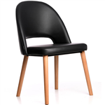 DURAFURN SEMIFREDDO CHAIR TROJAN OAK LEGS BLACK VINYL SEAT