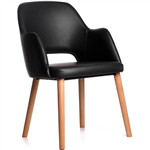 DURAFURN SORBET ARM CHAIR TROJAN OAK LEGS BLACK VINYL SEAT