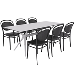 SIESTA AIR TABLE 180 AND MARCEL CHAIR 8 SEAT PACKAGE BLACK