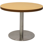 RAPIDLINE CIRCULAR COFFEE TABLE 600 X 425MM BEECH COLOURED TABLE TOP  STAINLESS STEEL BASE
