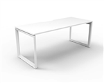 RAPID INFINITY DELUXE 1 PERSON LOOP LEG SINGLE SIDED WORKSTATION 1800 X 750 X 730MM NATURAL WHITE TOP  WHITE FRAME