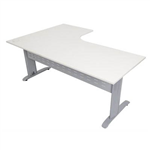 RAPID SPAN CORNER WORKSTATION WITH METAL MODESTY PANEL 1800 X 1200 X 700MM NATURAL WHITESILVER