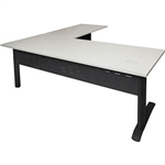 RAPID SPAN DESK AND RETURN WITH METAL MODESTY PANEL 1800 X 700MM  1100 X 600MM WHITEBLACK