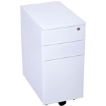 GO STEEL SLIMLINE MOBILE PEDESTAL 3DRAWER LOCKABLE 300 X 472 X 610MM WHITE CHINA