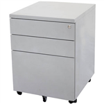 GO STEEL MOBILE PEDESTAL STEEL 3DRAWER LOCKABLE 460 X 472 X 610MM PRECIOUS SILVER