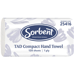 SORBENT PROFESSIONAL TAD COMPACT HAND TOWEL 1 PLY 120 SHEETS CARTON 20