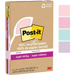 POSTIT 4621R4SSNRP SUPER STICKY NOTES 101 X 152MM RECYCLED LINED WANDERLUST PASTELS PACK 4