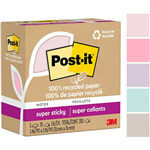 POSTIT 654R5SSNRP SUPER STICKY NOTES 76 X 76MM RECYCLED WANDERLUST PASTELS PACK 5