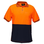 PORTWEST MP110 TWO TONED MICRO MESH POLO SHIRT ORANGE NAVY MEDIUM