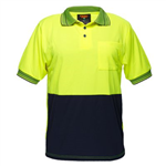PORTWEST MP110 TWO TONED MICRO MESH POLO SHIRT YELLOW NAVY SMALL