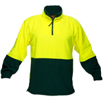 PRIME MOVER MF115 HIVIS POLAR FLEECE JUMPER LONG SLEEVE 14 ZIP 2TONE YELLOW GREEN 4XL