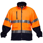 PRIME MOVER MA315 HIVIS FLEECY JACKET WITH TAPE WATER REPELLANT 2TONE ORANGE NAVY MEDIUM