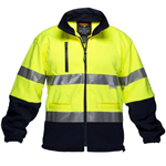 PRIME MOVER MA315 HIVIS FLEECY JACKET WITH TAPE WATER REPELLANT 2TONE YELLOW NAVY 2XL