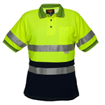 PORTWEST MP510 HIVIS POLO SHIRT MICRO MESH SHORT SLEEVE TAPE 2TONE YELLOW NAVY MEDIUM