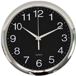ITALPLAST WALL CLOCK 300MM BLACK  CHROME