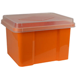 ITALPLAST FILE STORAGE BOX 32 LITRE MANDARINCLEAR LID