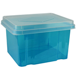 ITALPLAST FILE STORAGE BOX 32 LITRE TINTED BLUECLEAR LID