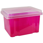 ITALPLAST FILE STORAGE BOX 32 LITRE TINTED PINKCLEAR LID